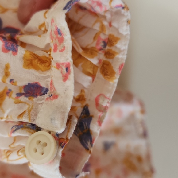 GAP Floral Print Blouson Sleeve Blouse – Gold, White, Pink & Blue, Size SM - Picture 4 of 5
